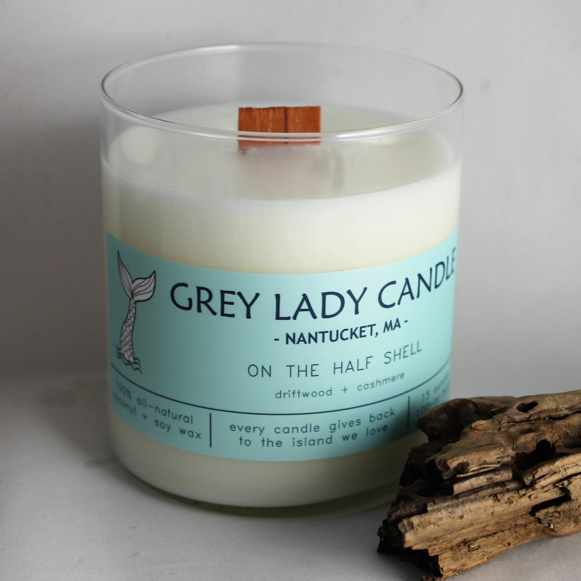 Grey Lady Candle - Nantucket, MA - On The Half Shell