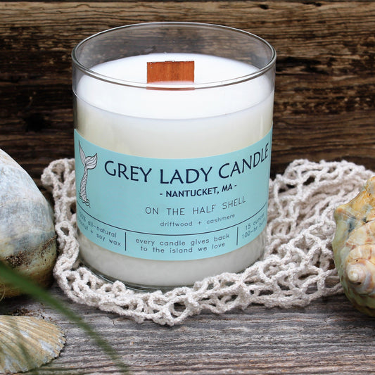Grey Lady Candle - Nantucket, MA - On The Half Shell